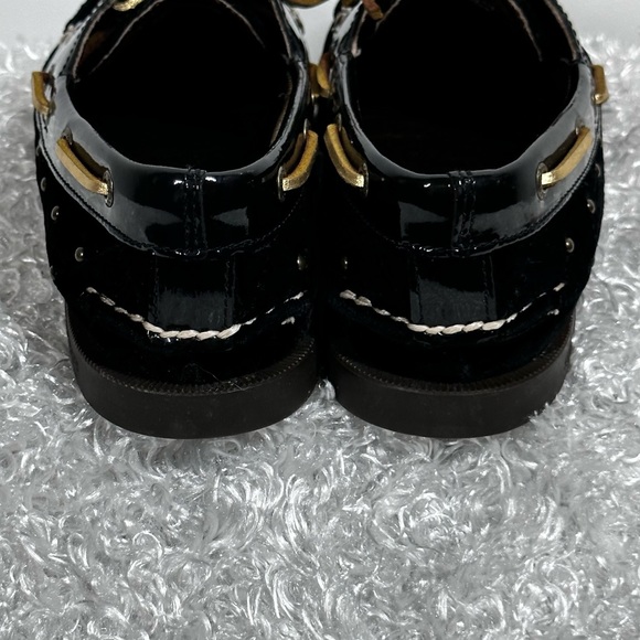 Sperry Black Velvet and Gold Studded Boat Shoe Sz 6 - Picture 5 of 9